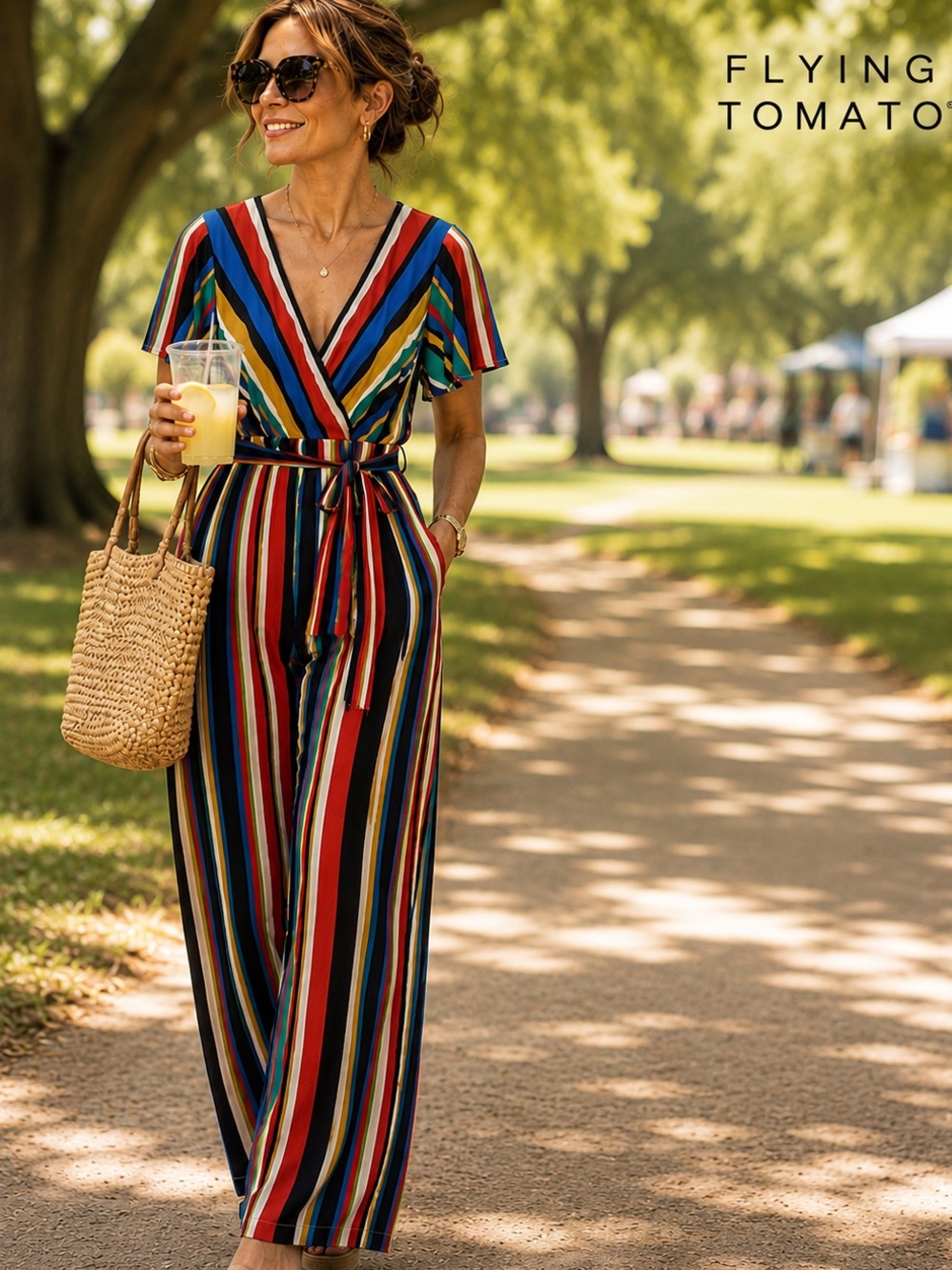 Flying Tomato, Vibrant Striped Jumpsuit, Belted, Excellent Condition,Size M